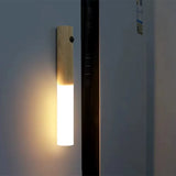 Modern Wooden LED Strip Bar Night Lights Battery Powered Magnetic Cabinet Wall Lamp with Motion Sensor Kitchen Wardrobe Closet